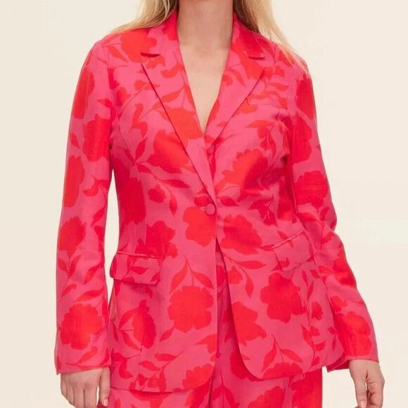 KATE SPADE NEW YORK | Classic Rose Blazer Red Pink Floral Bow Button | Large - Picture 1 of 9